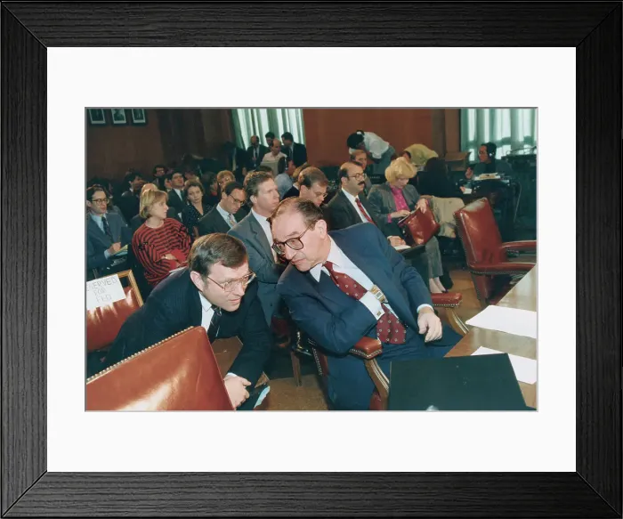 Framed Print : Alan Greenspan with Colleague Framed Print : Alan Greenspan with Colleague