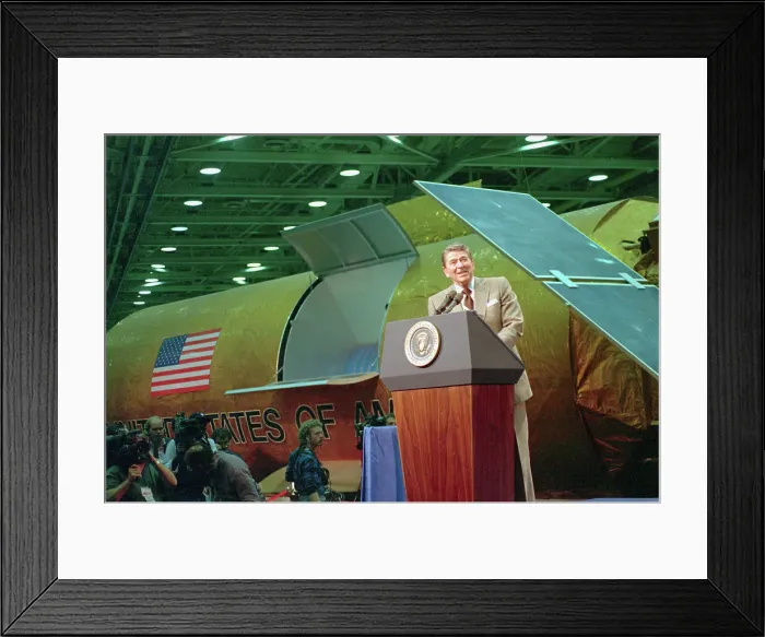 Framed Print : Ronald Reagan Speaking to Workers at Plant