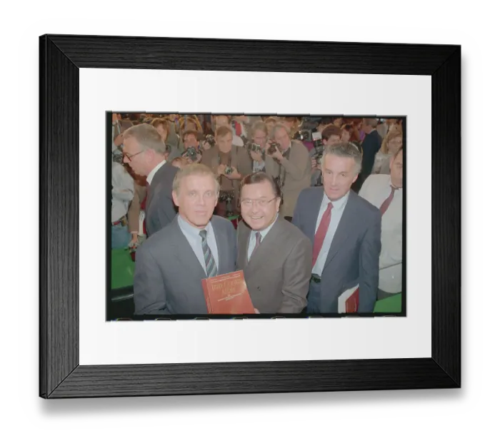 Framed Print : Daniel Inouye and Warren Rudman Holding Iran-Contra Report Framed Print : Daniel Inouye and Warren Rudman Holding Iran-Contra Report