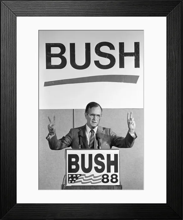Framed Print : Bush Giving Victory Signs Framed Print : Bush Giving Victory Signs