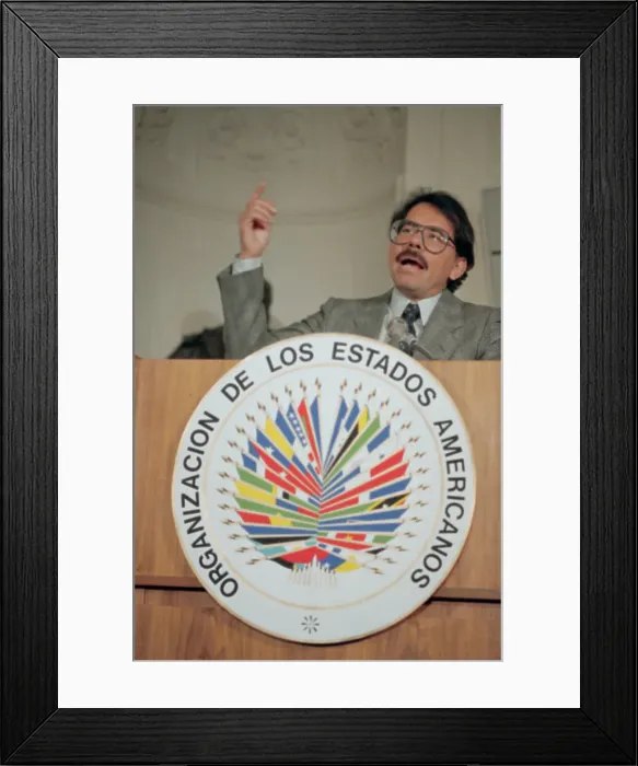 Framed Print : Daniel Ortega Speaking at Podium Framed Print : Daniel Ortega Speaking at Podium