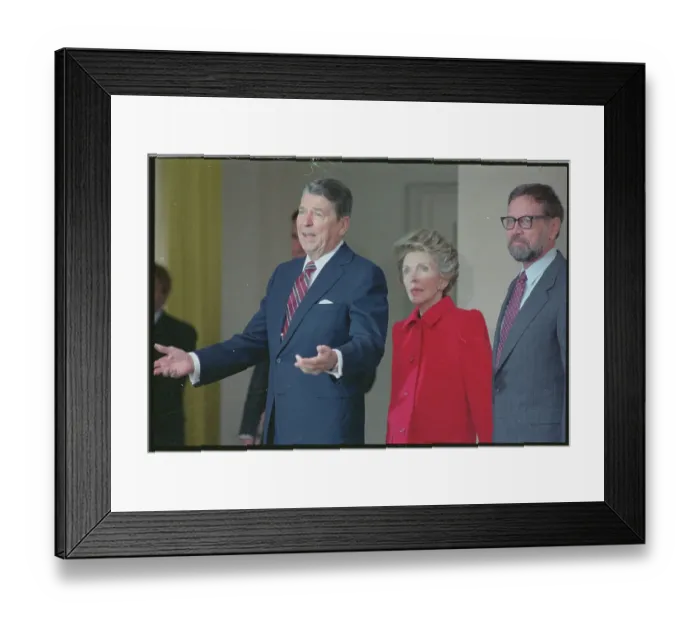 Framed Print : President Ronald Reagan Speaking to Reporters Framed Print : President Ronald Reagan Speaking to Reporters