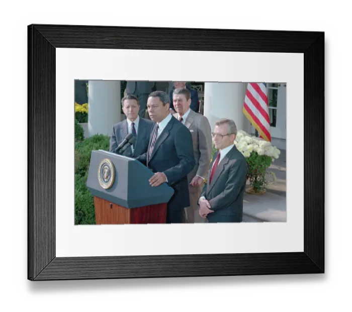Framed Print : Colin Powell Giving Speech at White House Framed Print : Colin Powell Giving Speech at White House