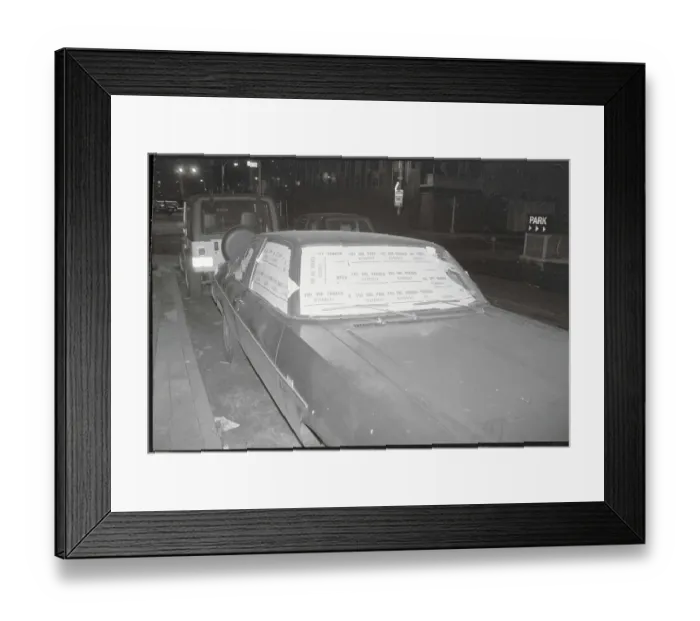 Framed Print : Automobile with Illegally Parked Stickers Framed Print : Automobile with Illegally Parked Stickers