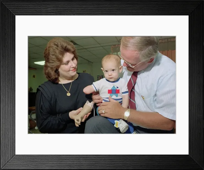 Framed Print : Atlee Parr with Mother and Doctor Framed Print : Atlee Parr with Mother and Doctor