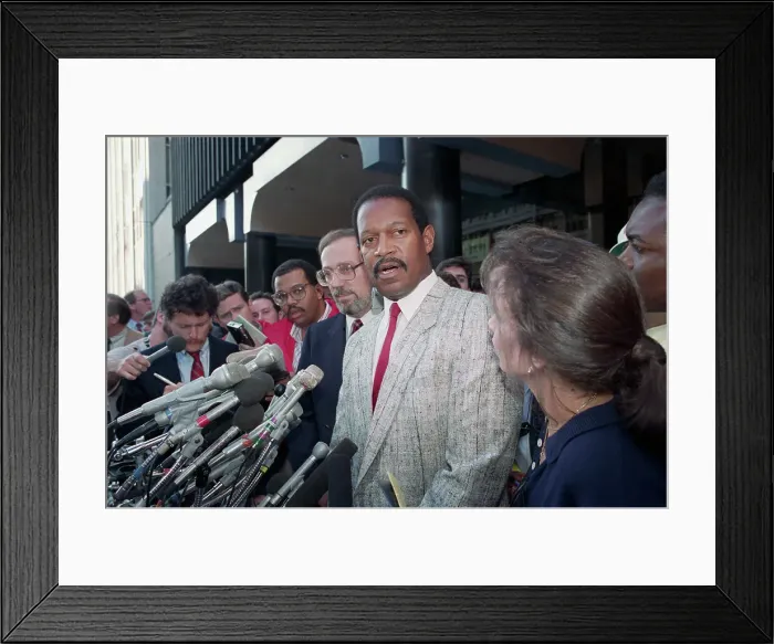 Framed Print : Gene Upshaw Speaks at Press Conference Framed Print : Gene Upshaw Speaks at Press Conference