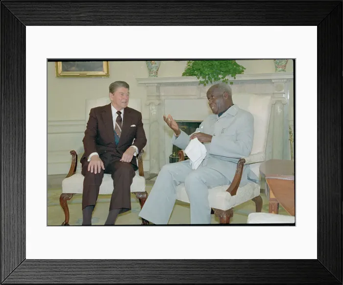 Framed Print : Ronald Reagan and Kenneth Kaunda Framed Print : Ronald Reagan and Kenneth Kaunda