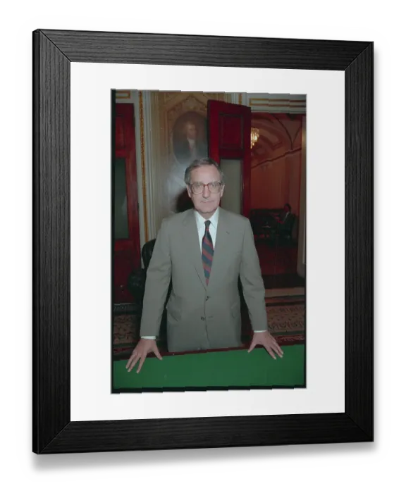 Framed Print : Senator George Mitchell Posing in Senate Chambers Hall Framed Print : Senator George Mitchell Posing in Senate Chambers Hall