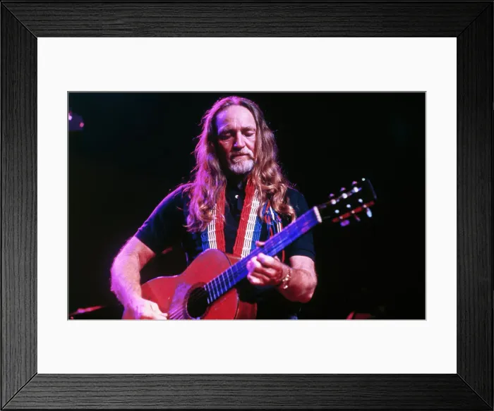 Framed Print : Willie Nelson Stroking Guitar Framed Print : Willie Nelson Stroking Guitar