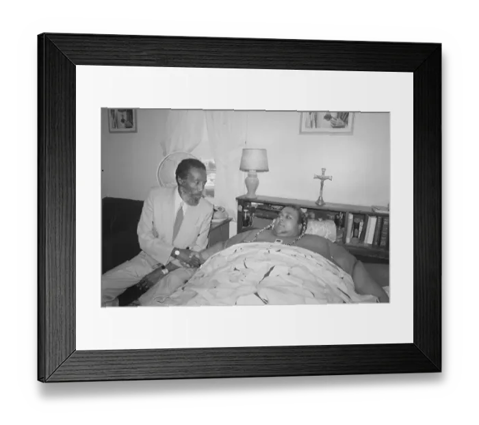 Framed Print : Obese Man Shaking Hands With Comedian Framed Print : Obese Man Shaking Hands With Comedian
