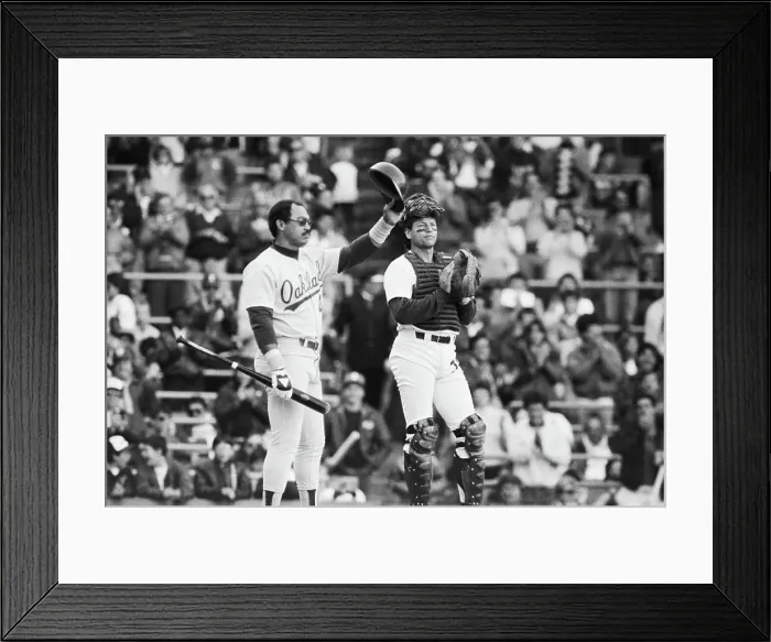 Framed Print : Reggie Jackson Raising Helmet