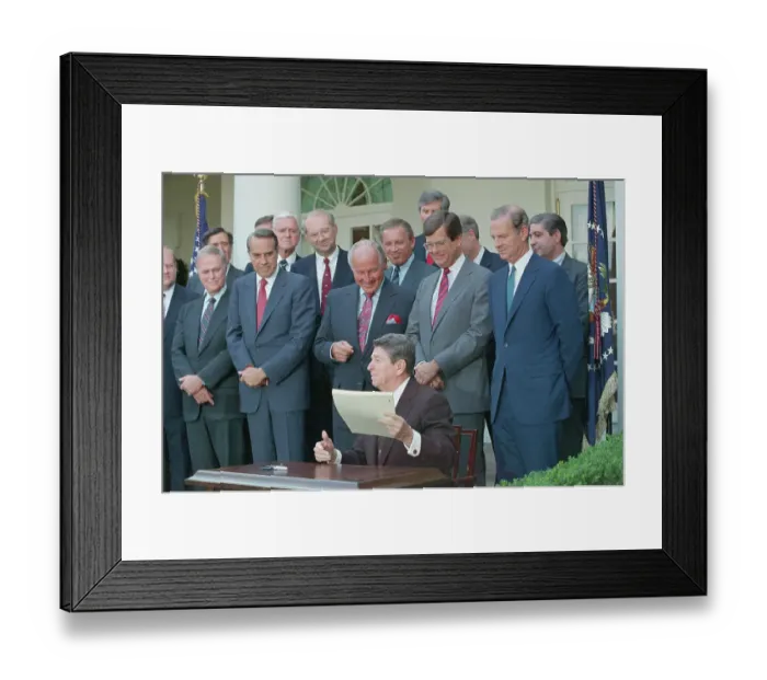 Framed Print : President Reagan After Signing Law
