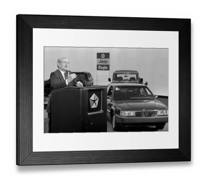 Framed Print : Lee Iacocca Introduces 1988 Models Framed Print : Lee Iacocca Introduces 1988 Models