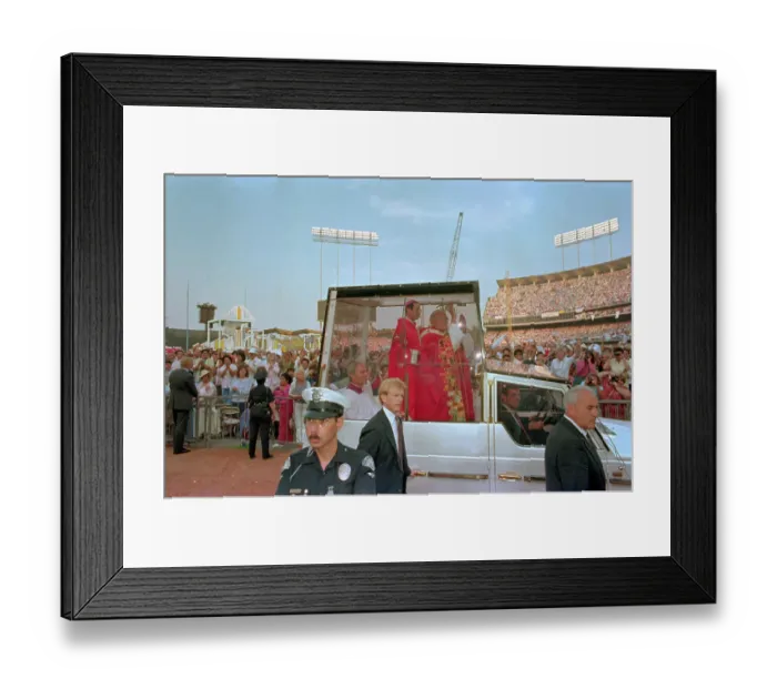 Framed Print : Pope John Paul II Traveling in Motorcade Framed Print : Pope John Paul II Traveling in Motorcade