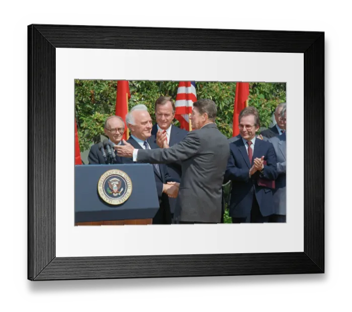 Framed Print : President Reagan and Eduard Shevardnadze Shaking Hands Framed Print : President Reagan and Eduard Shevardnadze Shaking Hands