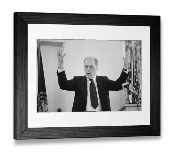 Framed Print : Lyndon LaRouche Raising Arms Framed Print : Lyndon LaRouche Raising Arms