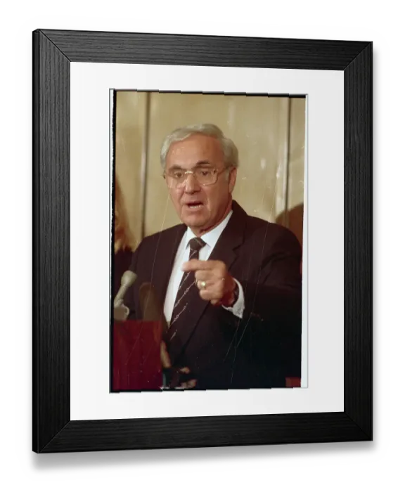 Framed Print : Richard Dorch Speaking to Reporters Framed Print : Richard Dorch Speaking to Reporters