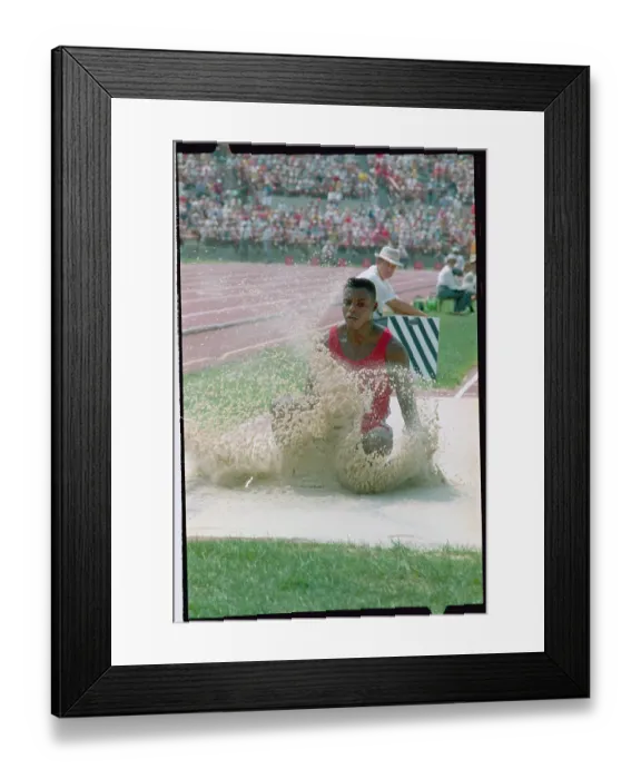 Framed Print : Carl Lewis Qualifying for Long Jump Framed Print : Carl Lewis Qualifying for Long Jump