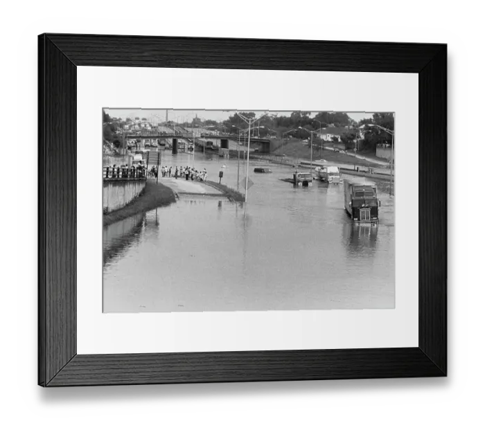 Framed Print : Flood Waters Stop Traffic