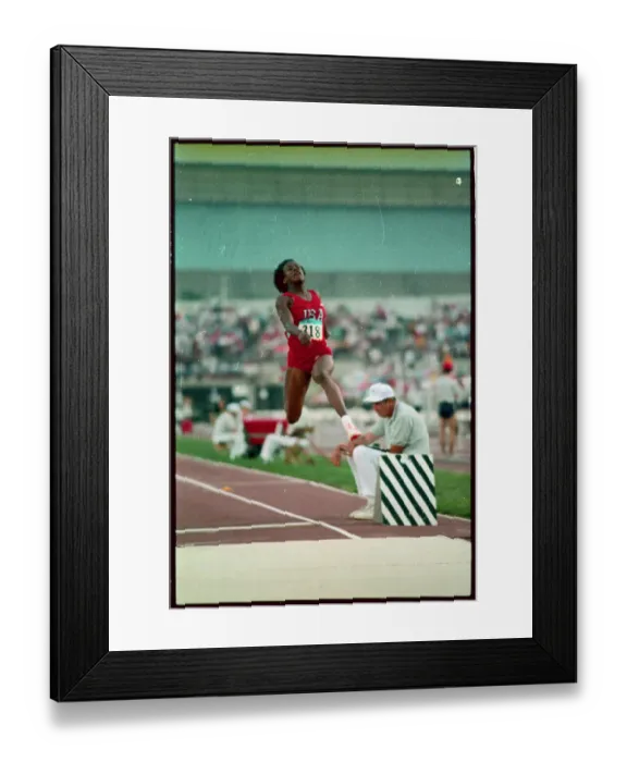 Framed Print : Jackie Joyner-Kersee Tying World Record long Jump Framed Print : Jackie Joyner-Kersee Tying World Record long Jump