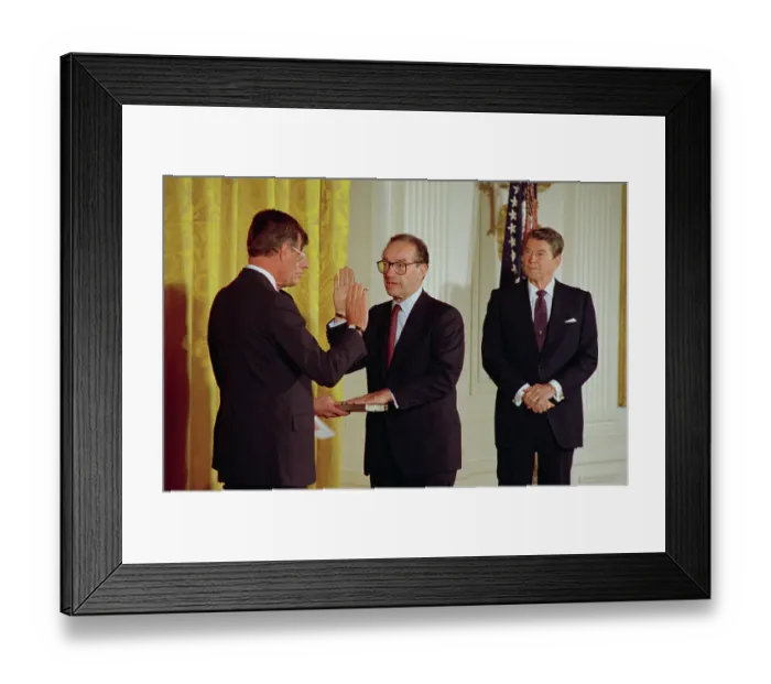 Framed Print : Bush Swearing in Alan Greenspan Framed Print : Bush Swearing in Alan Greenspan