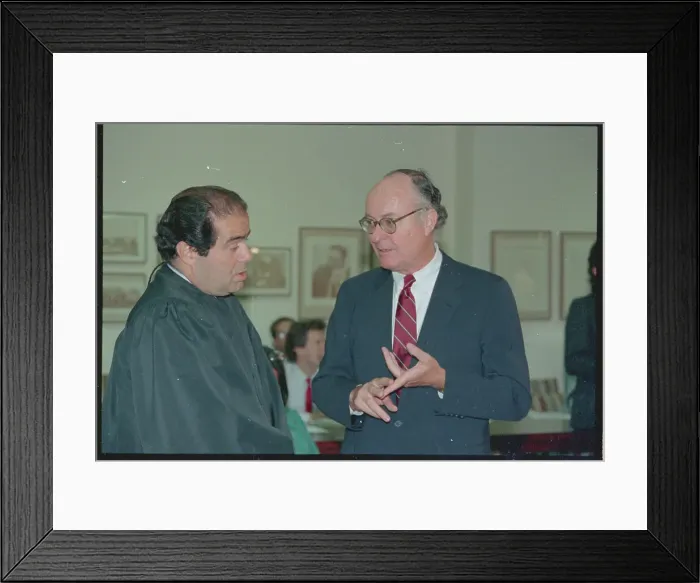 Framed Print : David Ruder and Judge Conversing Framed Print : David Ruder and Judge Conversing