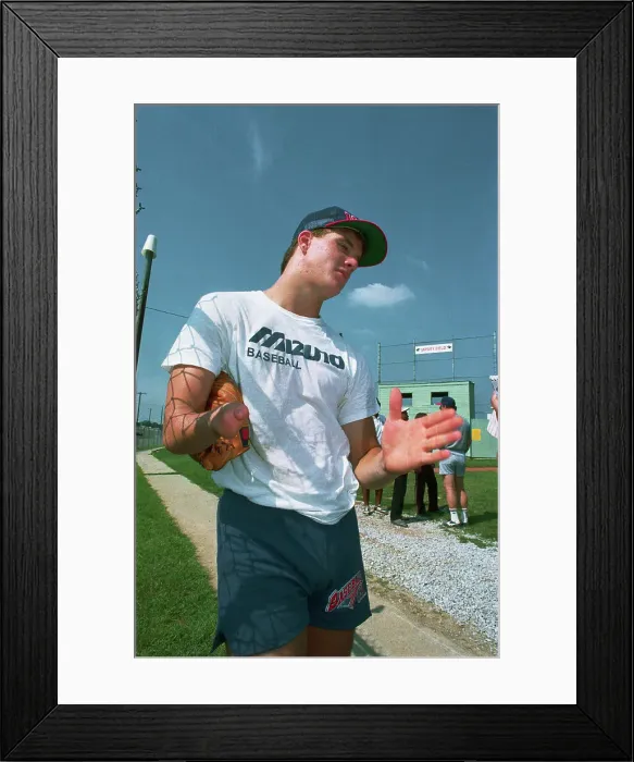 Framed Print : Jim Abott Holding Glove Under Right Arm Framed Print : Jim Abott Holding Glove Under Right Arm