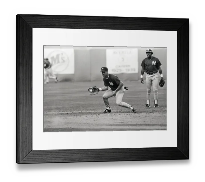 Framed Print : D. Mattingly Catches Ball During Game Framed Print : D. Mattingly Catches Ball During Game