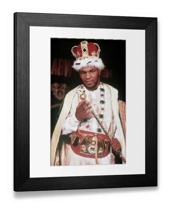 Framed Print : Mike Tyson in Cape and Crown, Holding Scepter Framed Print : Mike Tyson in Cape and Crown, Holding Scepter