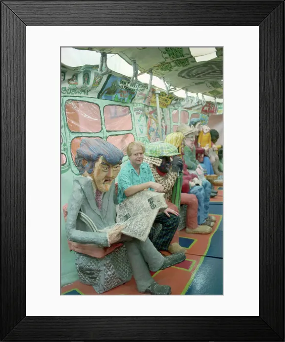 Framed Print : Artist Red Grooms with His Subway Car Creation Framed Print : Artist Red Grooms with His Subway Car Creation