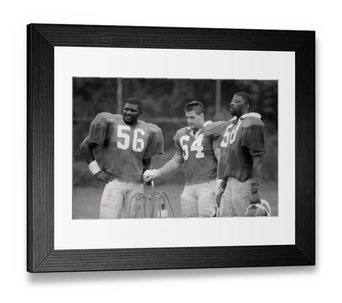 Framed Print : Lawrence Taylor and Defensive Teammates Posing on Field Framed Print : Lawrence Taylor and Defensive Teammates Posing on Field