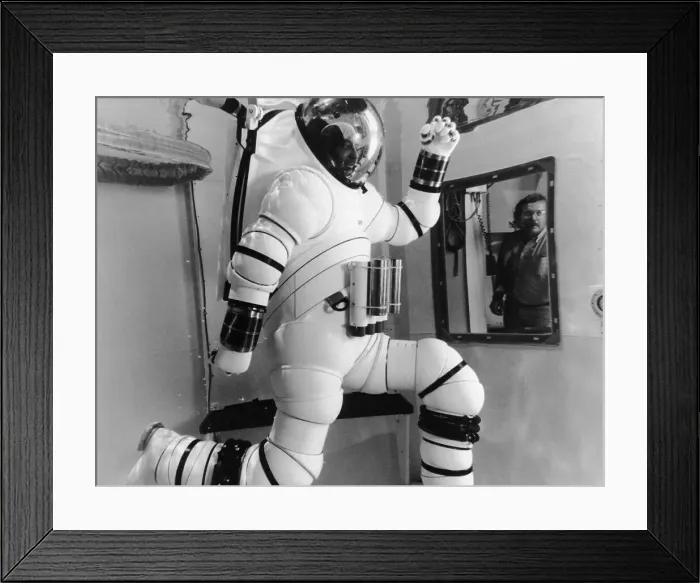 Framed Print : Man Test Spacesuit in Water Tank