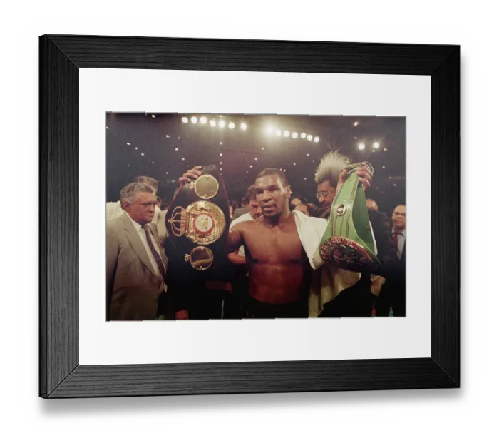 Framed Print : Mike Tyson Holds Belts He Won In Ring Framed Print : Mike Tyson Holds Belts He Won In Ring