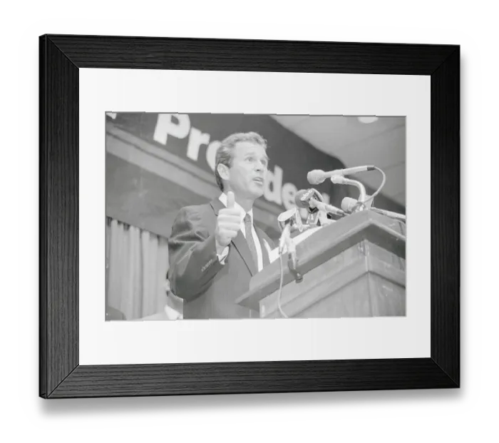Framed Print : George Bush Jr. with Thumbs Up Framed Print : George Bush Jr. with Thumbs Up
