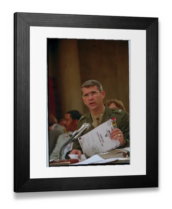 Framed Print : Lieutenant Oliver North at Iran Contra Hearings Framed Print : Lieutenant Oliver North at Iran Contra Hearings