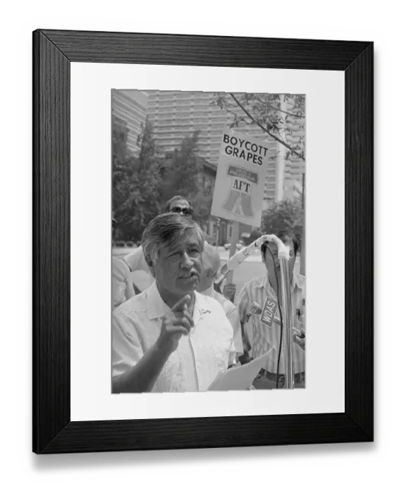 Framed Print : Cesar Chavez Speaking to Crowd Framed Print : Cesar Chavez Speaking to Crowd