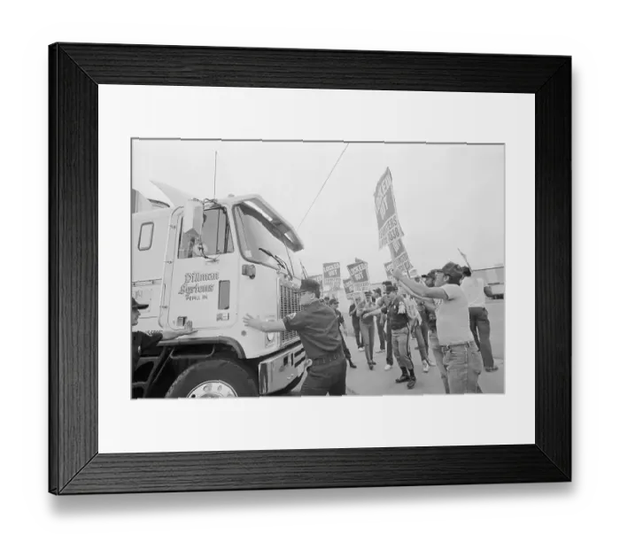 Framed Print : Teamsters Picket Beer Distributor Trucks Framed Print : Teamsters Picket Beer Distributor Trucks