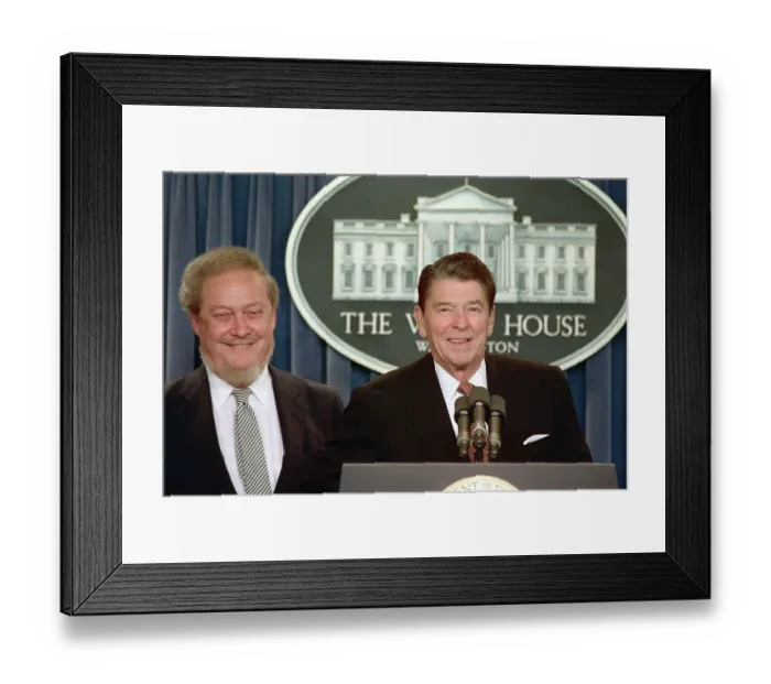 Framed Print : Reagan Talking to Press with Robert Bork Framed Print : Reagan Talking to Press with Robert Bork