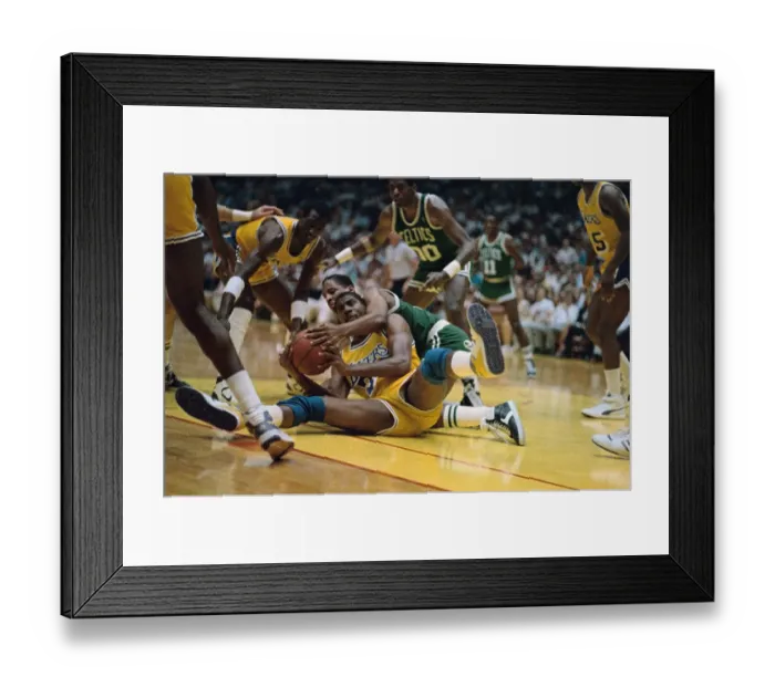 Framed Print : Jerry Sichting and Magic Johnson Struggling for the Basketball Framed Print : Jerry Sichting and Magic Johnson Struggling for the Basketball