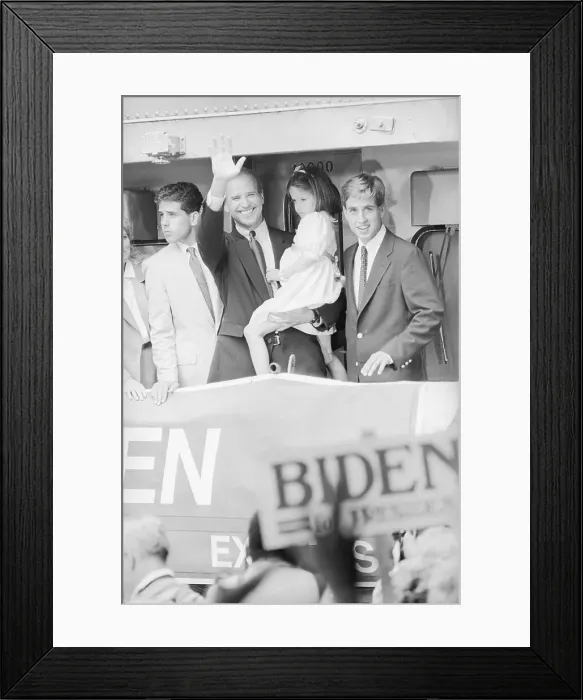 Framed Print : Joe Biden. Delaware Senator Joseph Biden smiles and waves