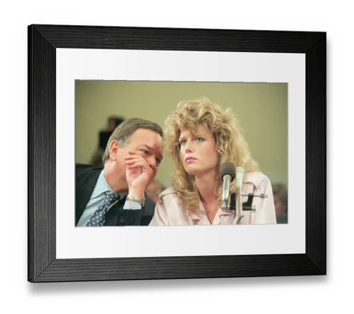 Framed Print : Fawn Hall with Her Attorney at the Iran Contra Hearings