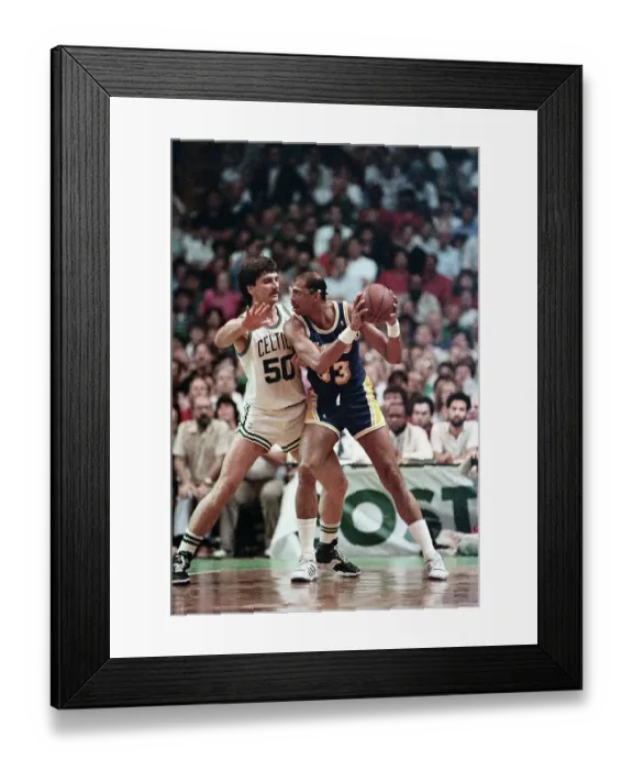 Framed Print : Celtic Greg Kite Guards Abdul-Jabbar Framed Print : Celtic Greg Kite Guards Abdul-Jabbar