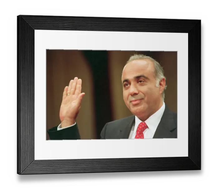 Framed Print : Albert Hakim Being Sworn in at Iran Contra Hearings Framed Print : Albert Hakim Being Sworn in at Iran Contra Hearings