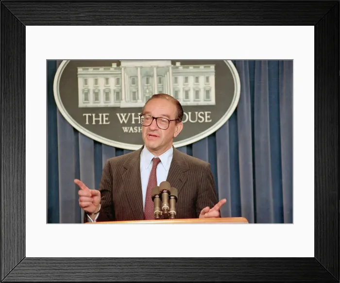 Framed Print : Alan Greenspan Gesturing with Fingers Framed Print : Alan Greenspan Gesturing with Fingers