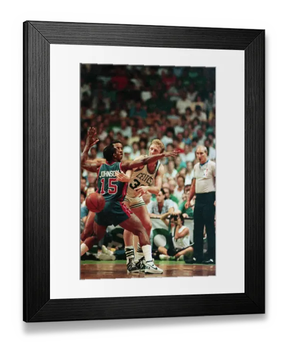 Framed Print : Larry Bird in Playoff Action Against the Detroit Pistons Framed Print : Larry Bird in Playoff Action Against the Detroit Pistons