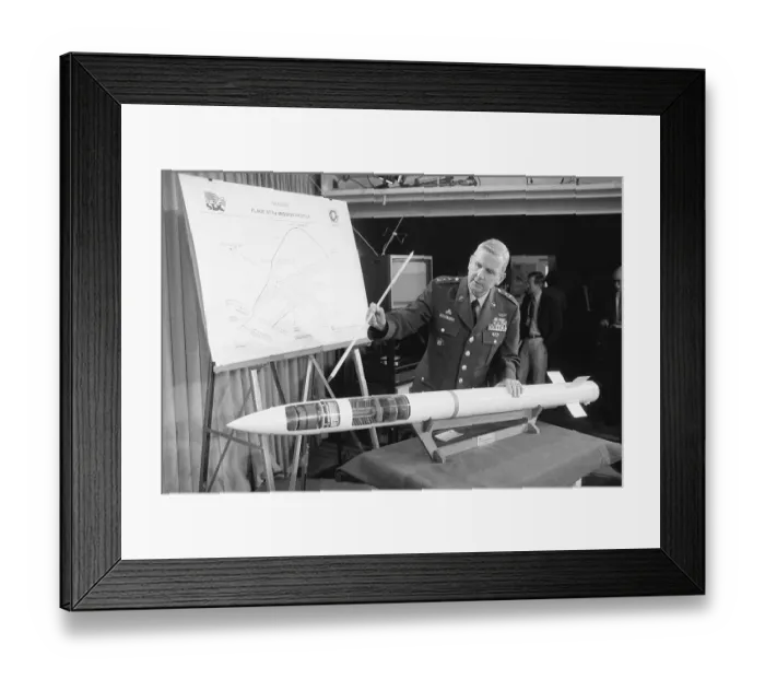 Framed Print : General John Wall Displaying Model Framed Print : General John Wall Displaying Model