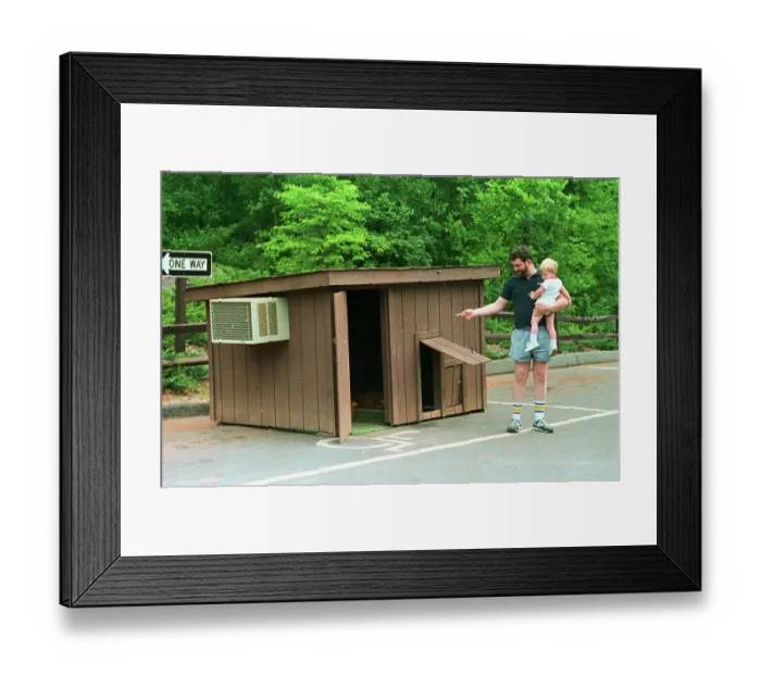 Framed Print : People Observing Air Conditioned Doghouse Framed Print : People Observing Air Conditioned Doghouse