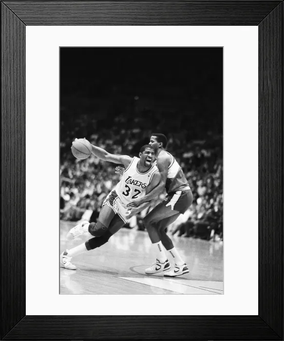 Framed Print : Magic Johnson Running With Basketball Framed Print : Magic Johnson Running With Basketball