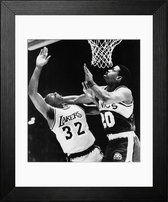 Framed Print : Magic Johnson Going up for Rebound Framed Print : Magic Johnson Going up for Rebound