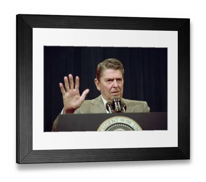 Framed Print : President Reagan Talks to Reporters Framed Print : President Reagan Talks to Reporters
